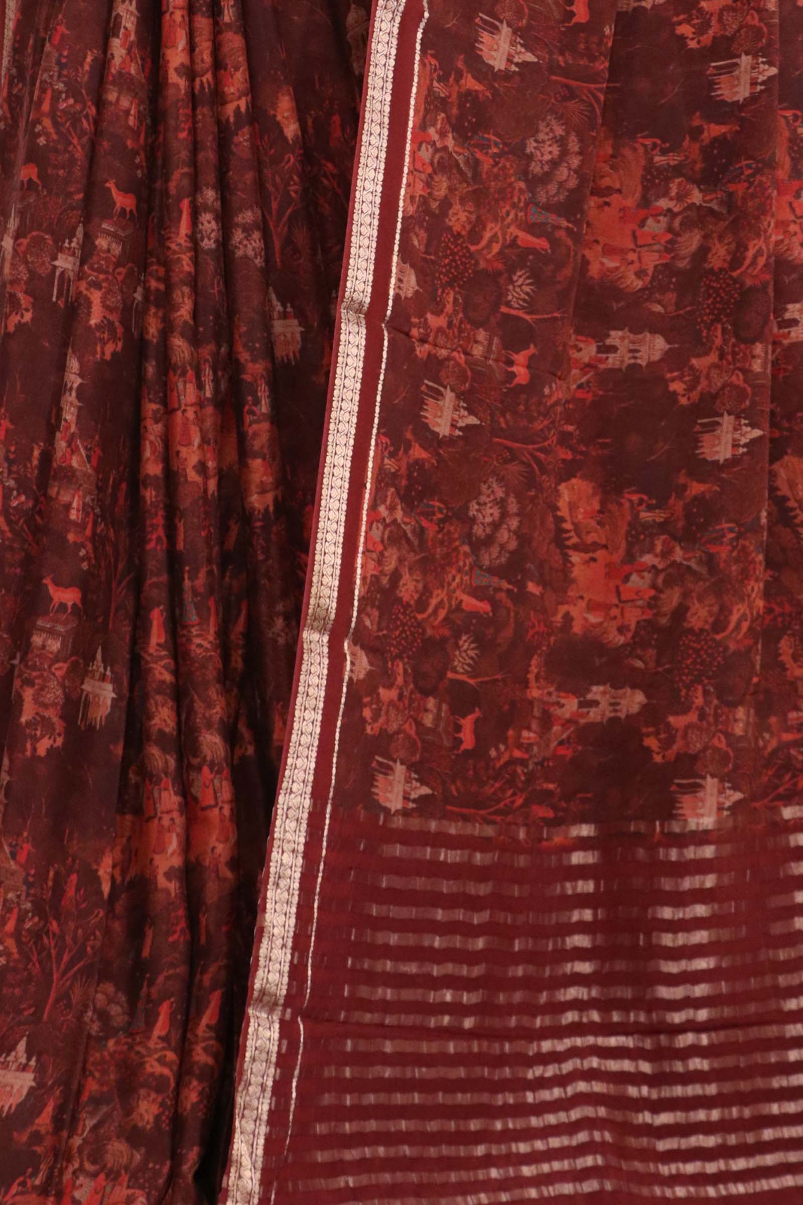 Pure Floral Zari Crepe Silk Saree AL206175